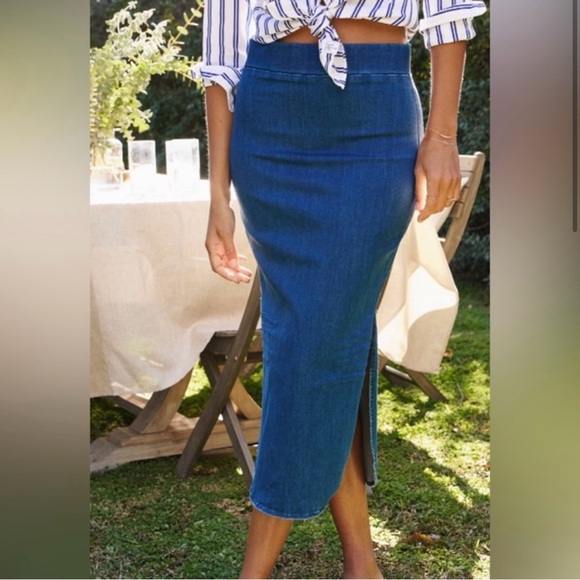 Frank & Eileen Donegal Unforgettable ItalianPerformance Denim Midi Skirt 6